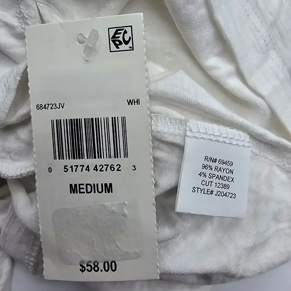 J Valdi Woman size M Kira Slub Sleeveless Full Zip Dress Swim Cover Up White NEW